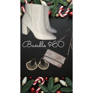 Faux, Snakeskin, White Express Boot Women’s Size 8 With Rose Gold Purse